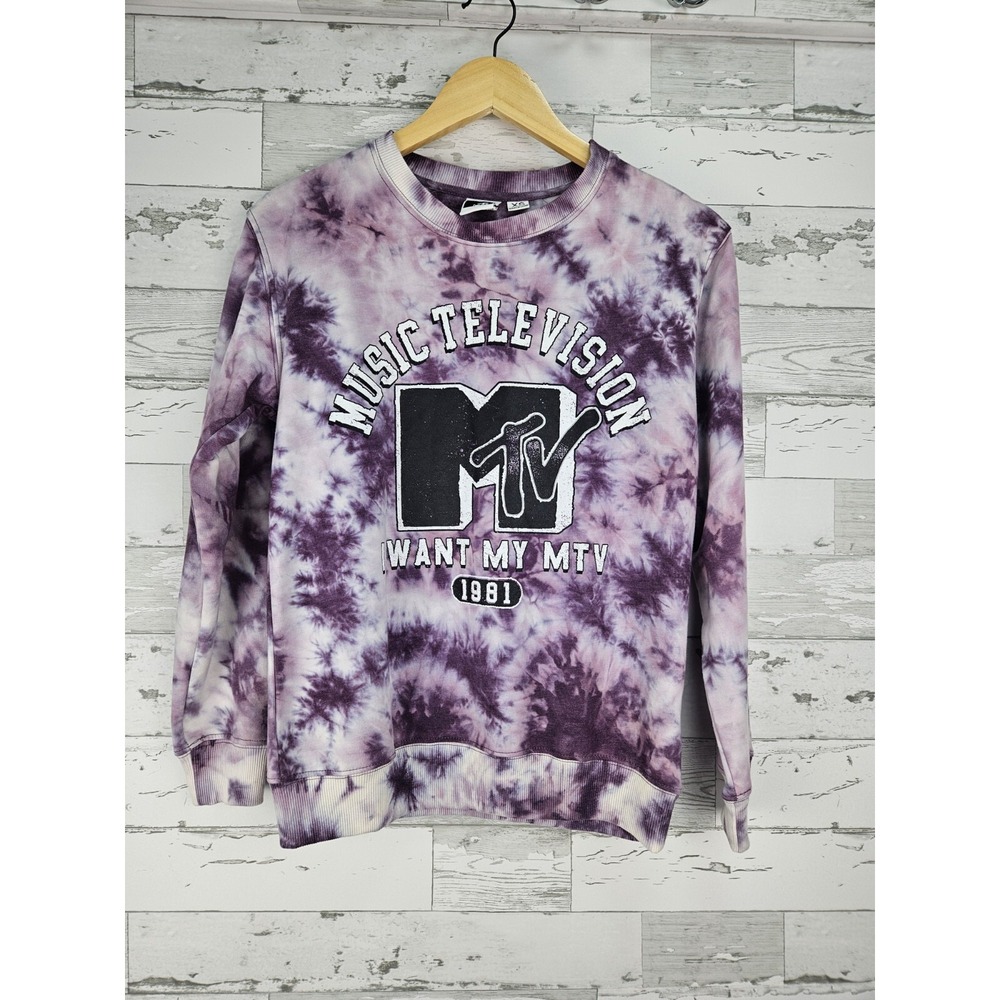 MTV Womens Sweatshirt XSmall Tie Dy‎ Music Television 80s